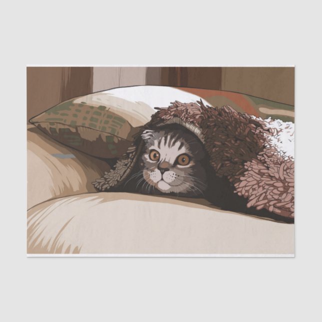 Papier Mousseline chat sous papier de tissu (Recto)