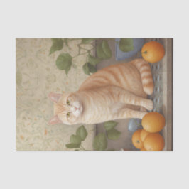 Papier Mousseline Chat Tabby Orange Décor