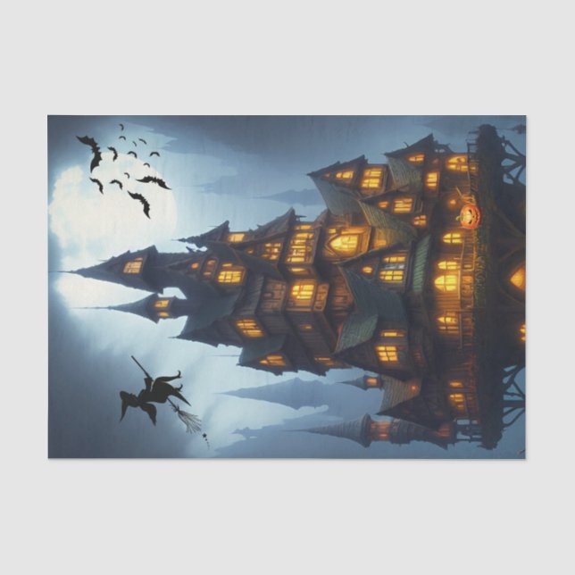 Papier Mousseline Château de Sorcière Halloween effrayant (Recto)
