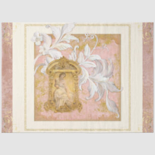 Papier Mousseline Château Français Élégante Art Découpage Femme Vint