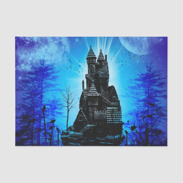 Papier Mousseline Château impressionnant pendant la nuit avec la (Recto)