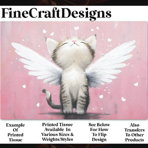 Papier Mousseline Chaton Adorable Chat Avec des Ailes, AV5 Découpage