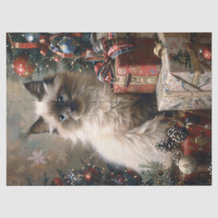 Papier Mousseline Chaton Balinais Noël Art Découpage