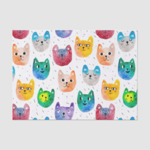 Papier Mousseline Chats aquarelles et amis