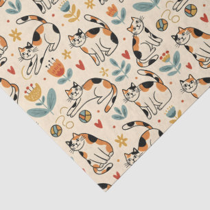 Papier Mousseline Chats calico de style d'art naïf