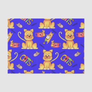 Papier Mousseline Chats de Meow Bleu