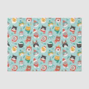 Papier Mousseline Chats de Noël en Chandails de vacances Motif