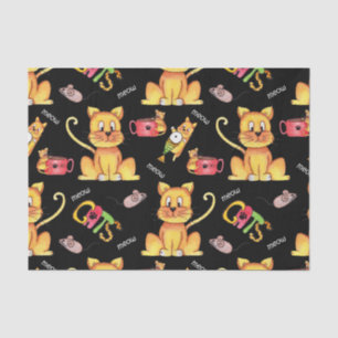 Papier Mousseline Chats de viande noire mignons