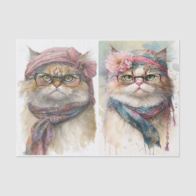 Papier Mousseline Chats fantaisistes (Recto)
