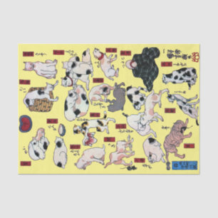 Papier Mousseline Chats japonais (couleur Arrière - plan changeable)