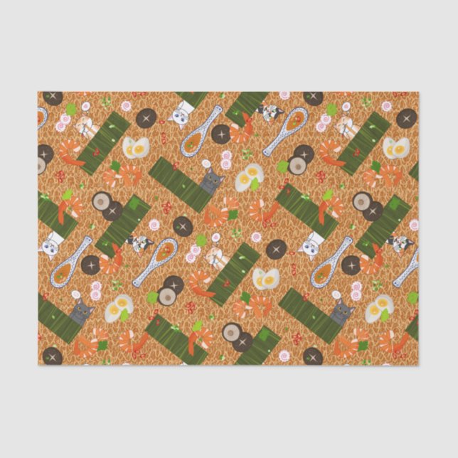 Papier Mousseline Chats Kawaii Ramen (Recto)