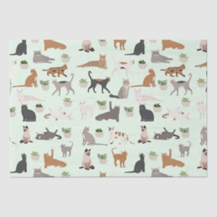 Papier Mousseline Chats mignons et plantes d'intérieur Decoupage