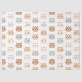 Papier Mousseline Chats mignons Kawaii Illustrations dessinées à la