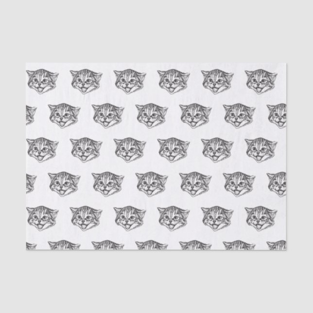 Papier Mousseline Chats noirs et blancs (Recto)
