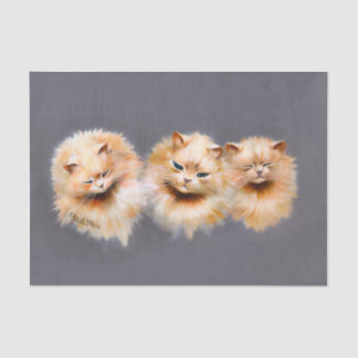 Papier Mousseline Chats triples moelleux Art découpage félin vintage