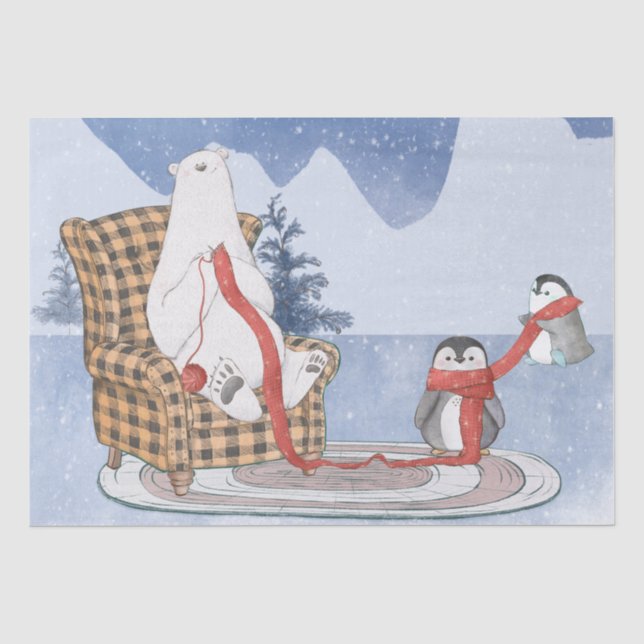 Papier Mousseline Chaud hiver Warm Ours Polaire Tricot Écharpe rouge (Recto)