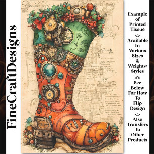 Papier Mousseline Chaussette de Noël ambiance Steampunk BL5 Découpag