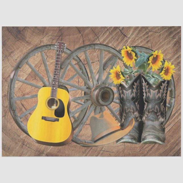 Papier Mousseline Chaussures de guitare Western Wagon Wheel  (Recto)