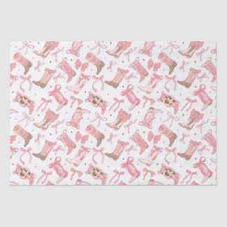 Papier Mousseline Chaussures de rodéo roses occidentales avec rubans