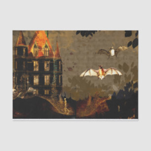 Papier Mousseline Chauve-souris d'Halloween et squelette