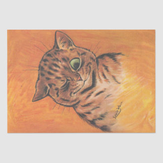 Papier Mousseline Cheeky Winking Cat Vintage Whimsical Feline Art
