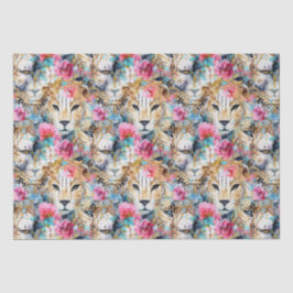 Papier Mousseline Cheetah Floral Boho Motif d'aquarelle