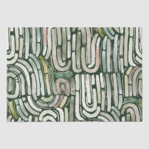 Papier Mousseline Chemins verts Abstraits à l'aquarelle Papier