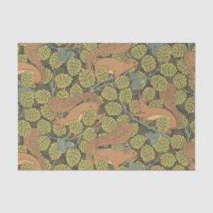Papier Mousseline Chêne et écureuils Art nouveau