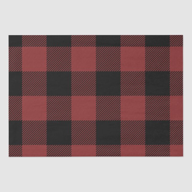 Papier Mousseline Chèque de Buffle Noir Rouge (Recto)