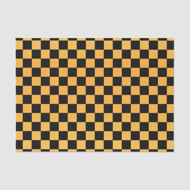 Papier Mousseline Chèques jaunes dorés et noirs (Recto)