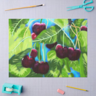 Papier Mousseline Cherry Cherries accrochant branches de l'arbre Déc