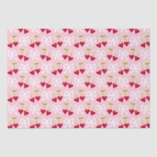 Papier Mousseline Cherry Sweet Preppy rose et rouge Ado fille enfant (Recto)