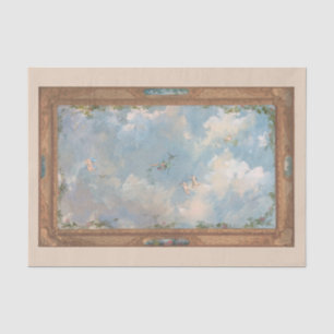 Papier Mousseline Cherub Angel Ciel Nuages Or Cadre Art Découpage