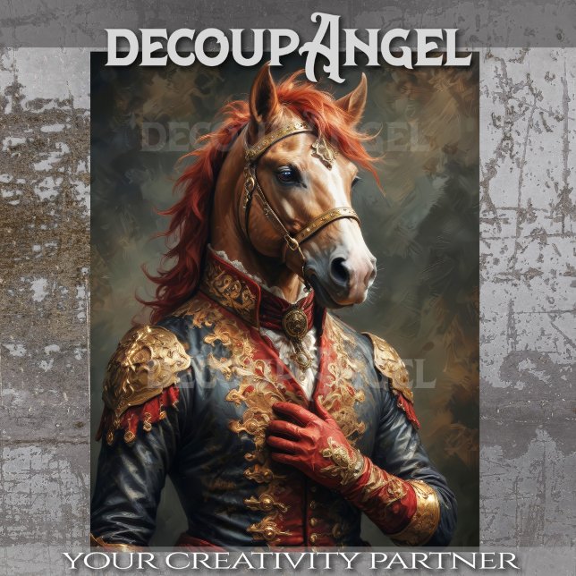 Papier Mousseline Cheval Aristocratique en Pose Napoléon - Découpage (Créateur téléchargé)