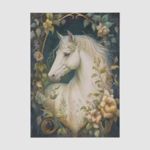 Papier Mousseline Cheval Blanc Élégant Art Nouveau