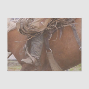 Papier Mousseline Cheval Brown Western Rodeo Cowboy 