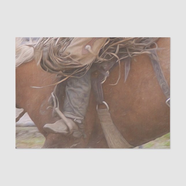 Papier Mousseline Cheval Brown Western Rodeo Cowboy  (Recto)