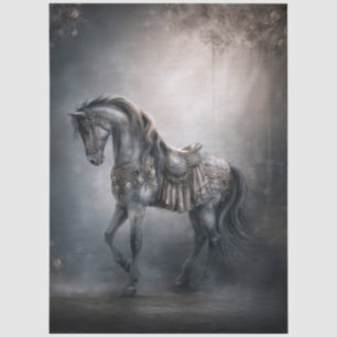 Papier Mousseline Cheval de carrousel de fantaisie romantique sombre