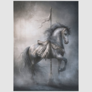 Papier Mousseline Cheval de carrousel gothique et romantique sombre 