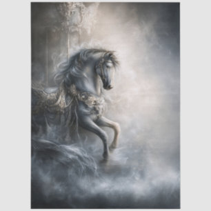 Papier Mousseline Cheval de carrousel gothique et romantique sombre 