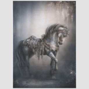 Papier Mousseline Cheval de carrousel gothique et romantique sombre 