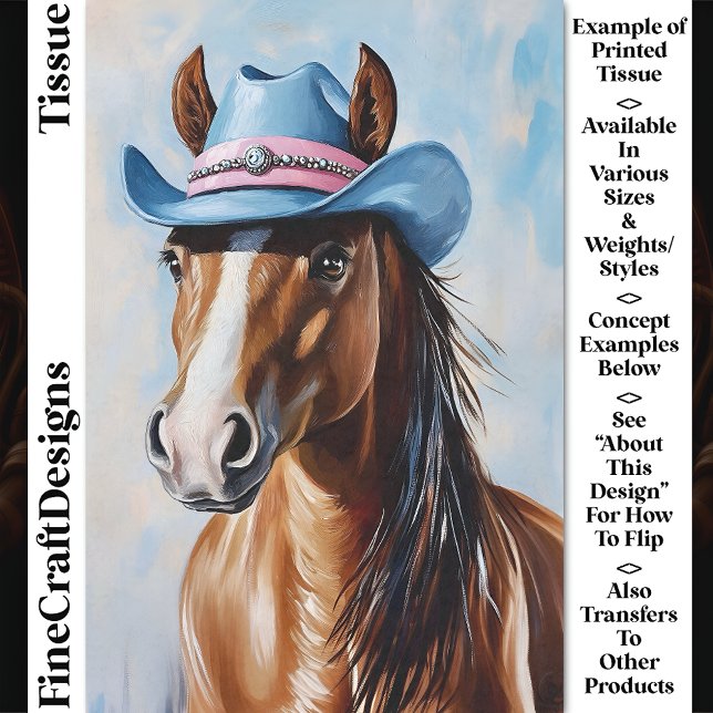 Papier Mousseline Cheval de châtaignes, Casquette de cowboy rose ble (Créateur téléchargé)