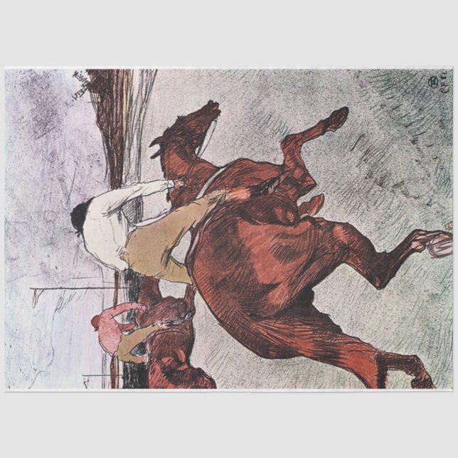 Papier Mousseline Cheval de Jockey et de Course, Lautrec (Recto)