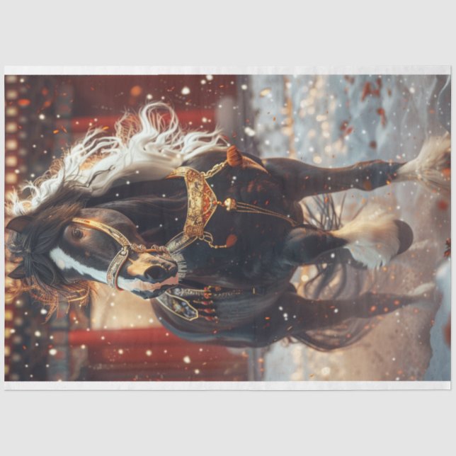 Papier Mousseline Cheval de Noël découpage (Recto)