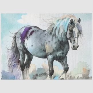 Papier Mousseline Cheval de trait Shire aquarelle