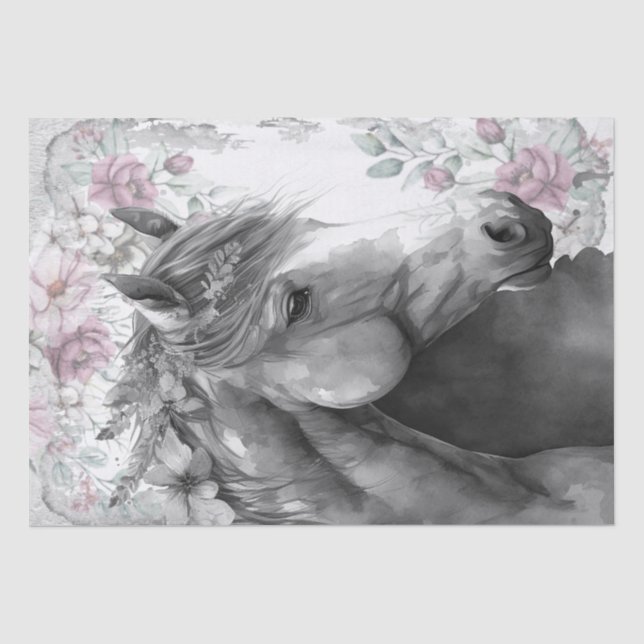 Papier Mousseline Cheval d'Imaginaire étonnant Floral (Recto)