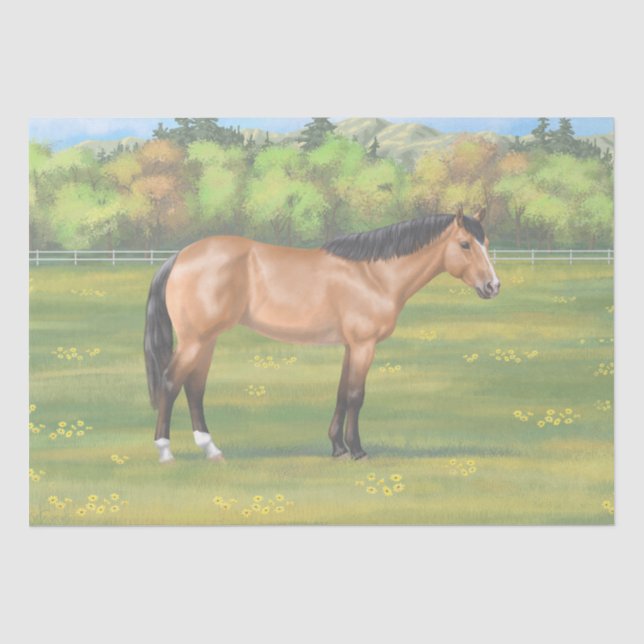 Papier Mousseline Cheval du Quartier des Dun Buckskin (Recto)