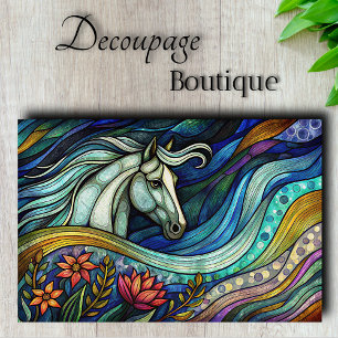 Papier Mousseline Cheval en découpage abstrait vitrail