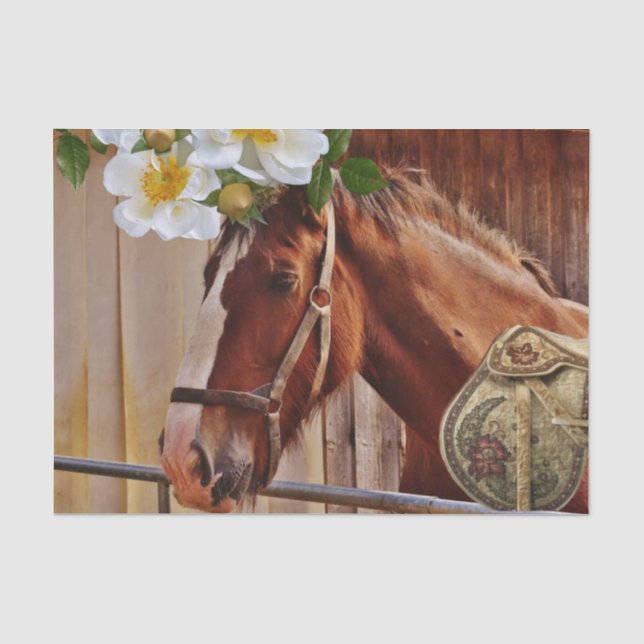 Papier Mousseline Cheval en papier tissu Floral (Recto)