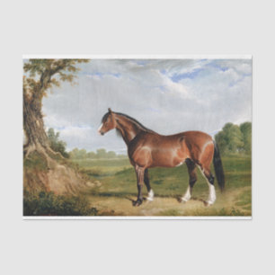 Papier Mousseline Cheval Equestrian peinture à l'huile Vintage antiq